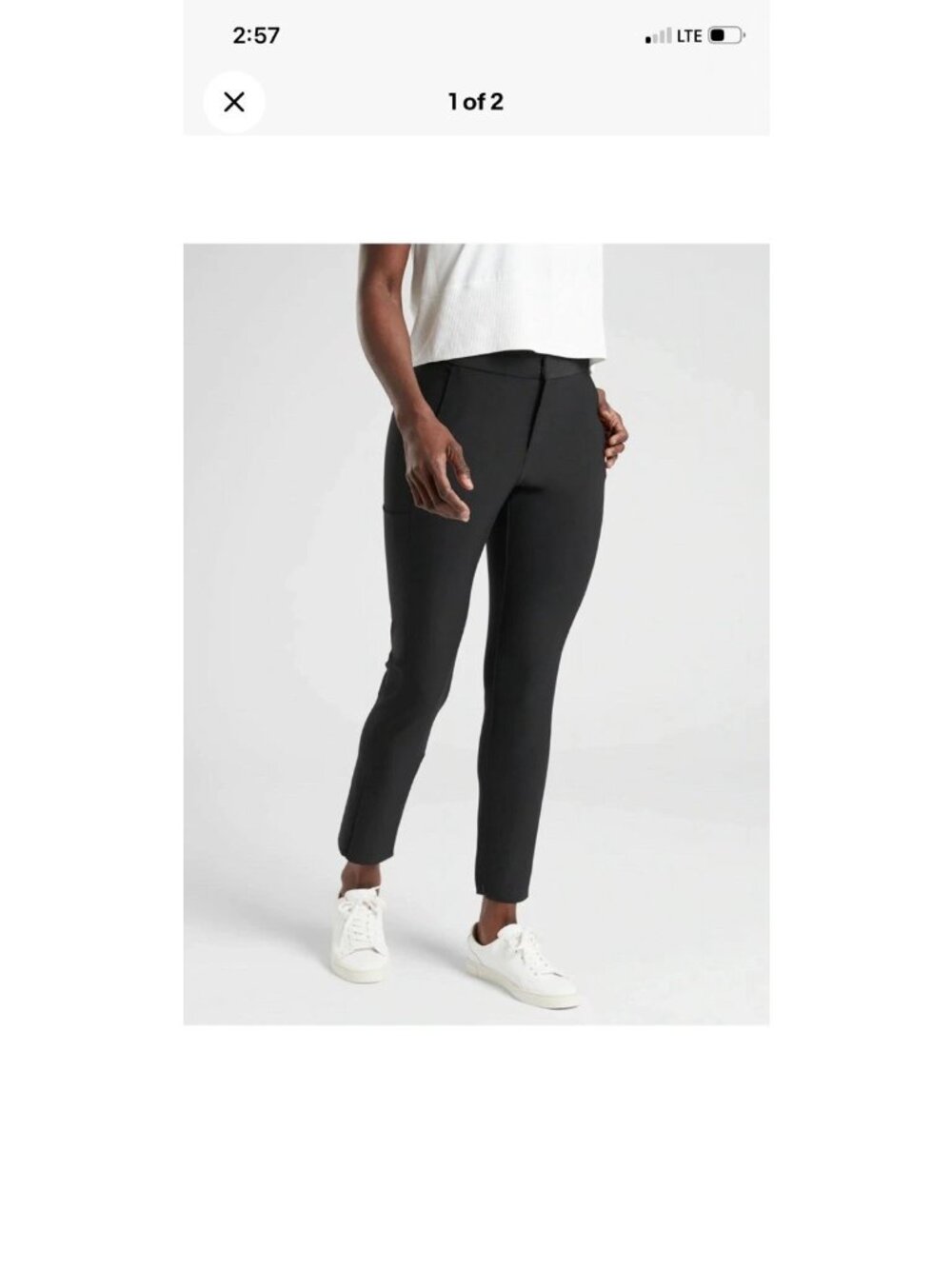 Athleta Size 12 Stellar Mid Rise Slim Pant Black Stretch Ankle Zip